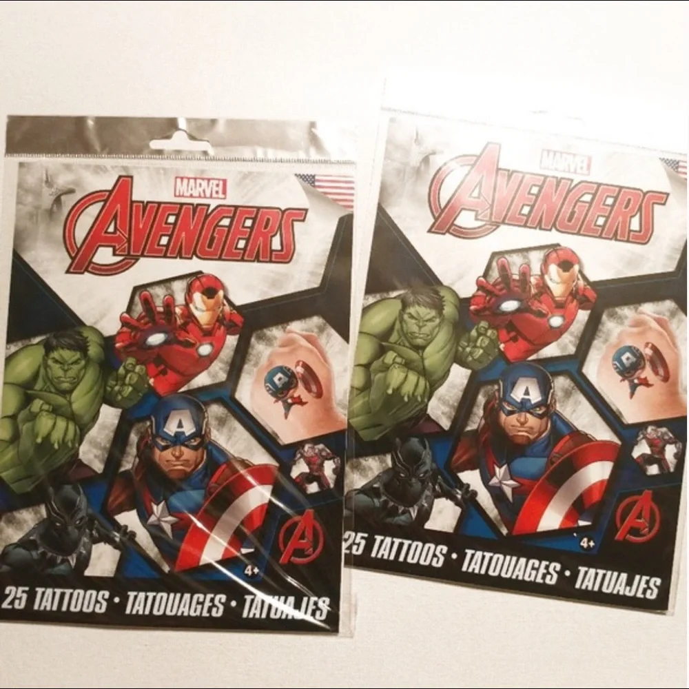 NWT 4/$15🌻 2 Packs Water Tattoos Avengers Chibis